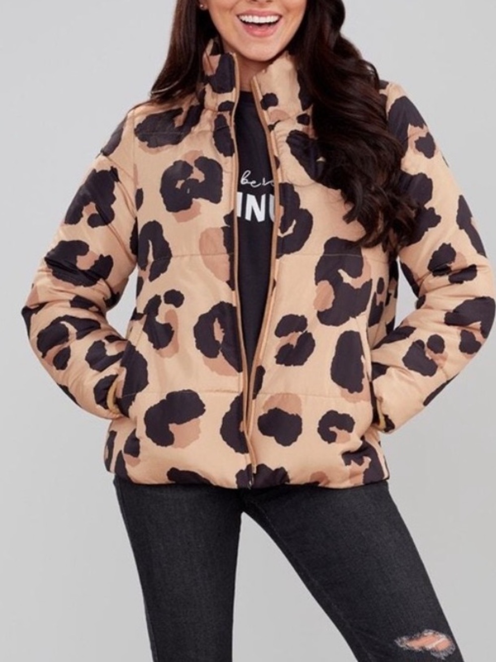 Mudpie leopard puffer coat sz L